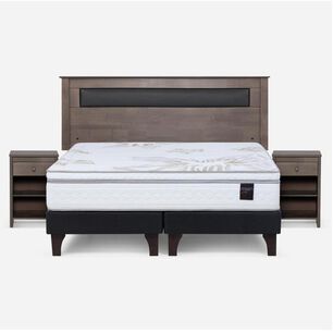 Cama Europea Rosen Art 4 / King / Base Dividida  + Set Maderas Ferrara Gris