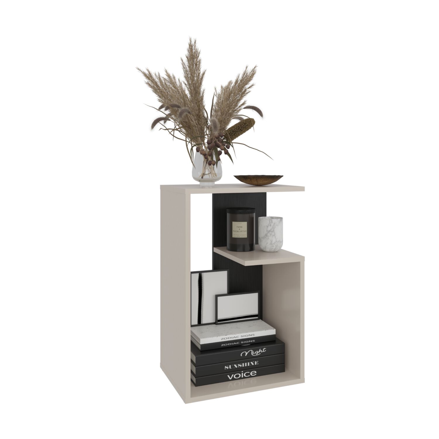 Mesa Lateral 63,4x39,8x30 Cm Beige Y Negro image number 1.0