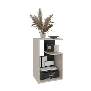 Mesa Lateral 63,4x39,8x30 Cm Beige Y Negro