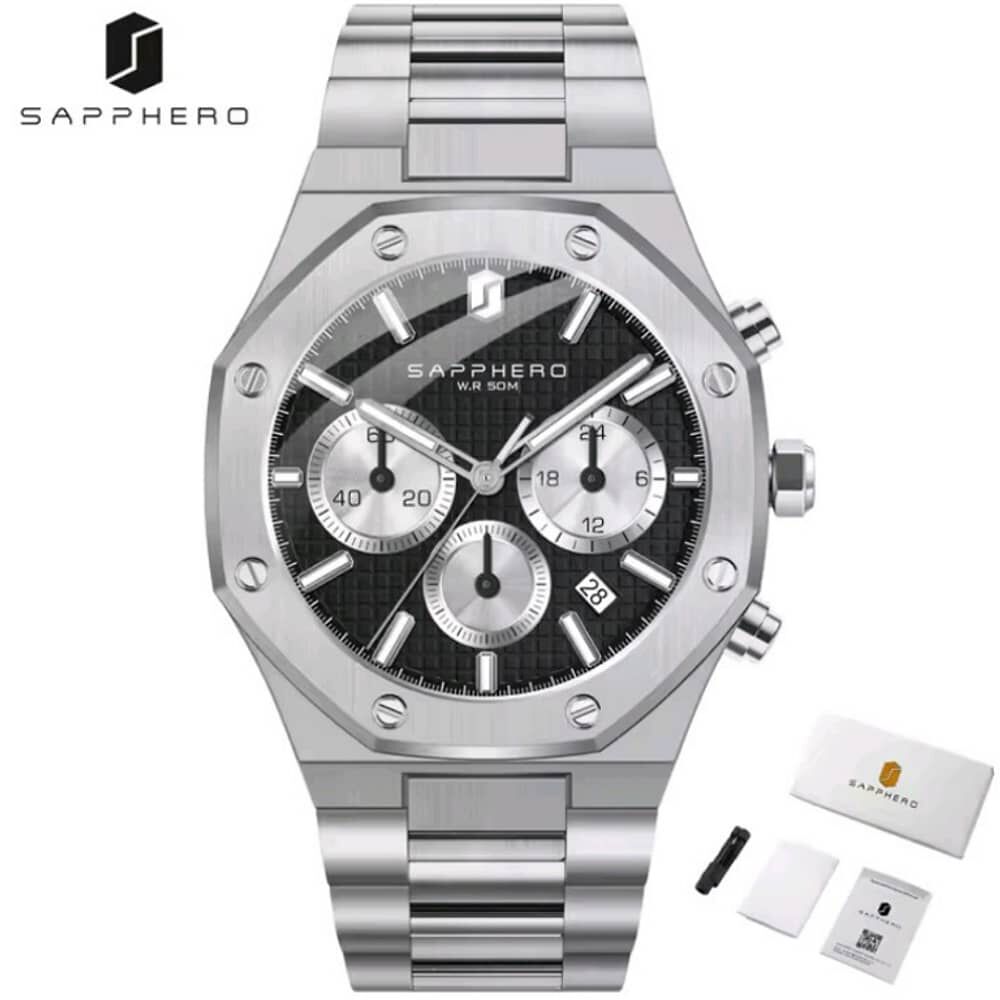 Reloj Sapphero Hombre Cronografo Acero Inoxidable Cuarzo image number 0.0