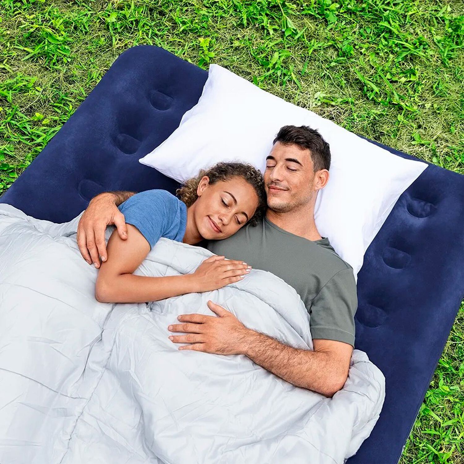 Cama Colch&oacute;n Inflable Matrimonial Color Azul image number 5.0