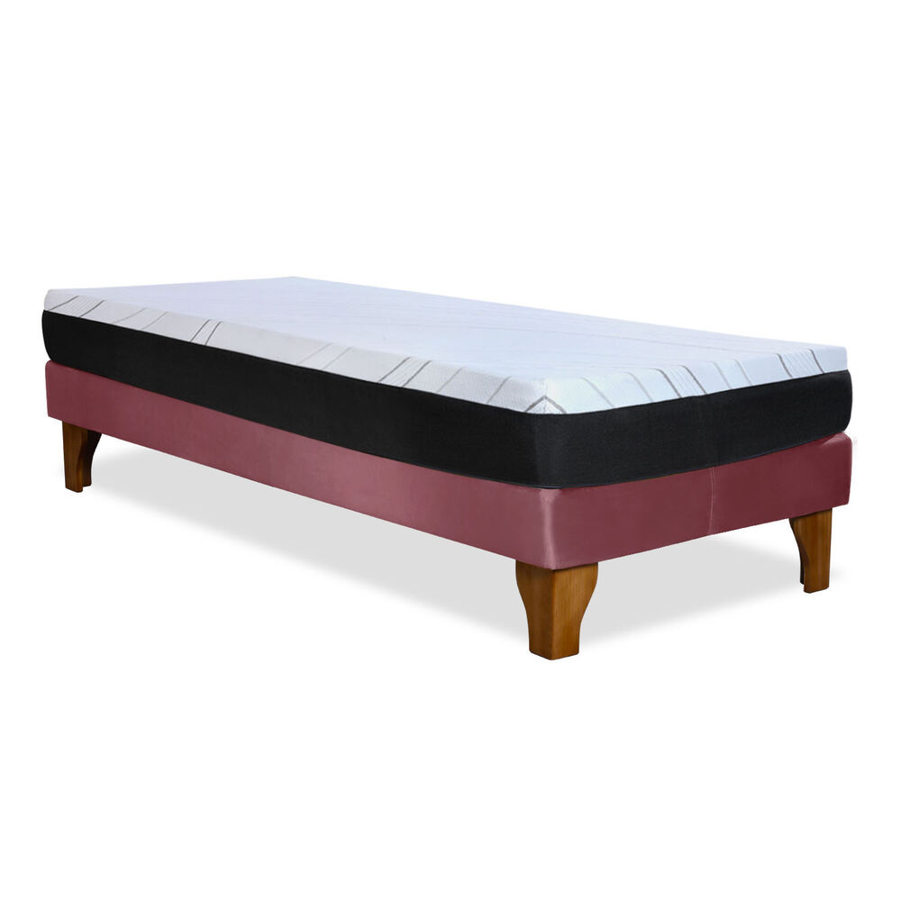 Cama Europea Zen Pro 1,5 Plazas Tela Velvet Palo Rosa image number 1.0