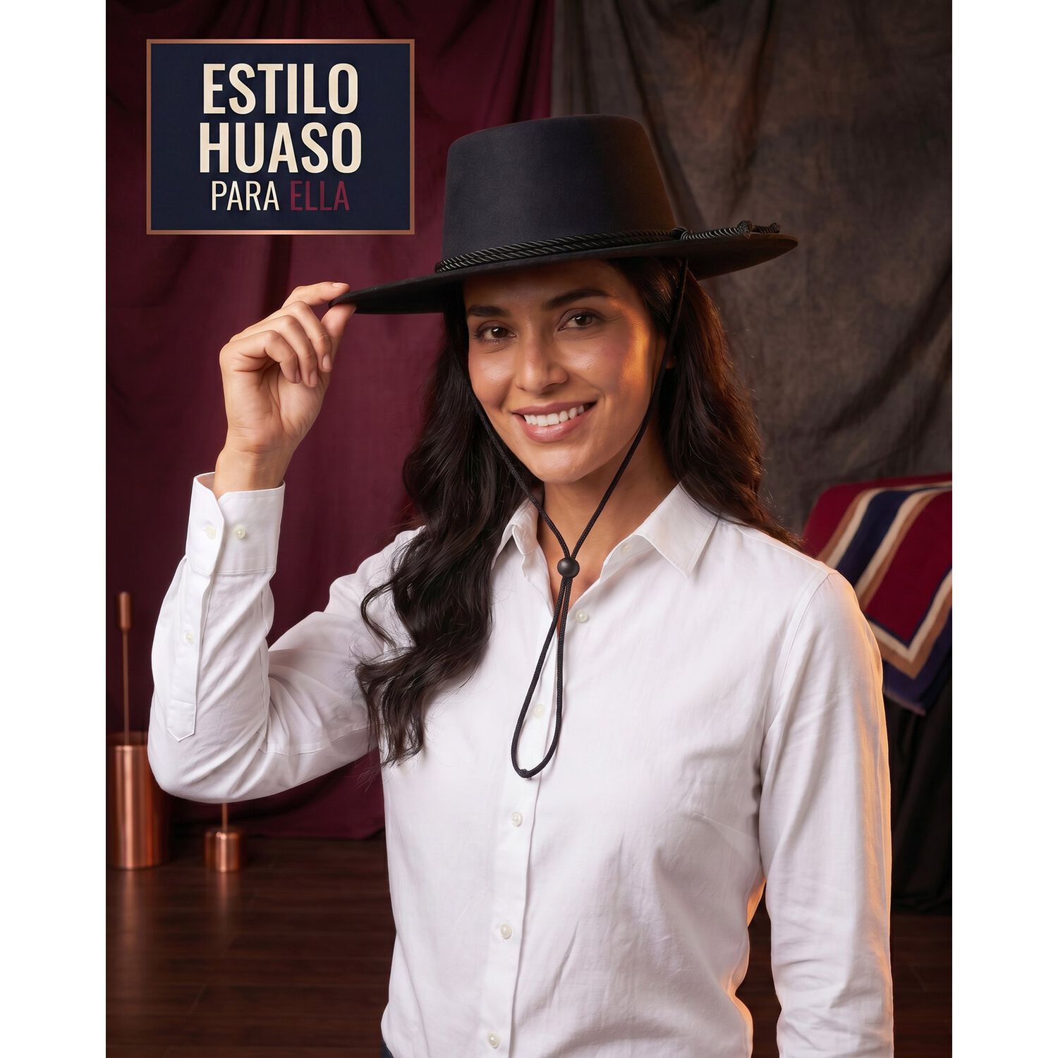 Sombrero Huaso Elegante Adulto Fiestas Patrias image number 4.0