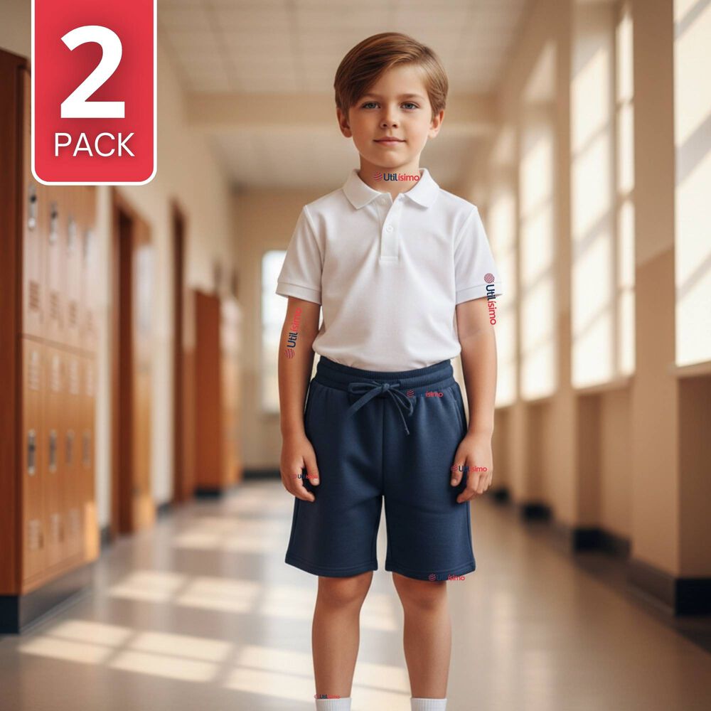 Pack 2 Shorts Pantalones Corto Ni&ntilde;o Algodon Deportivo Escolar Azul Marino image number 0.0