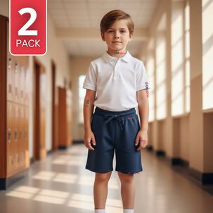 Pack 2 Shorts Pantalones Corto Ni&ntilde;o Algodon Deportivo Escolar Azul Marino