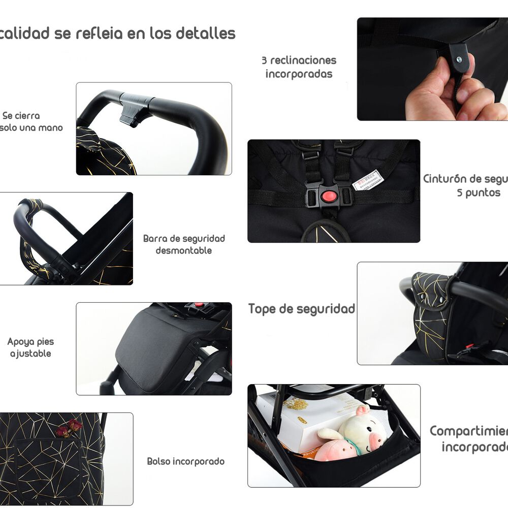 Coche De Paseo Últra Compacto Lubabycas Go Travel Negro image number 5.0