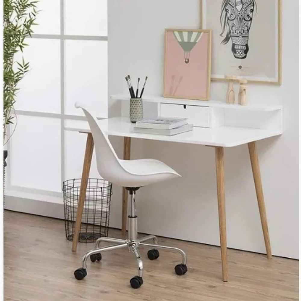 Silla De Escritorio Tulip Acolchada Blanca image number 3.0