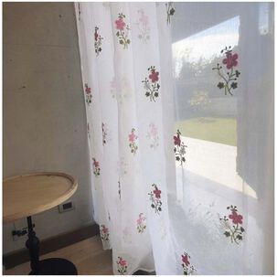 Set De 02 Visillos Bordados Con Argollas 140x230 Cm Mod09