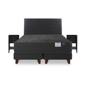 Cama Europea Flex Black / King / Base Dividida + Set De Maderas