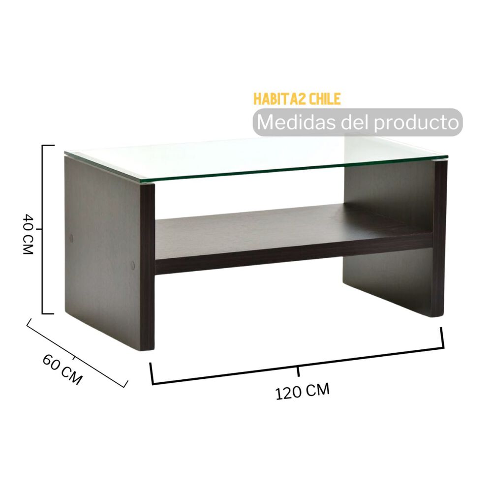 Mesa De Centro Walnut Rectangular De Vidrio image number 6.0