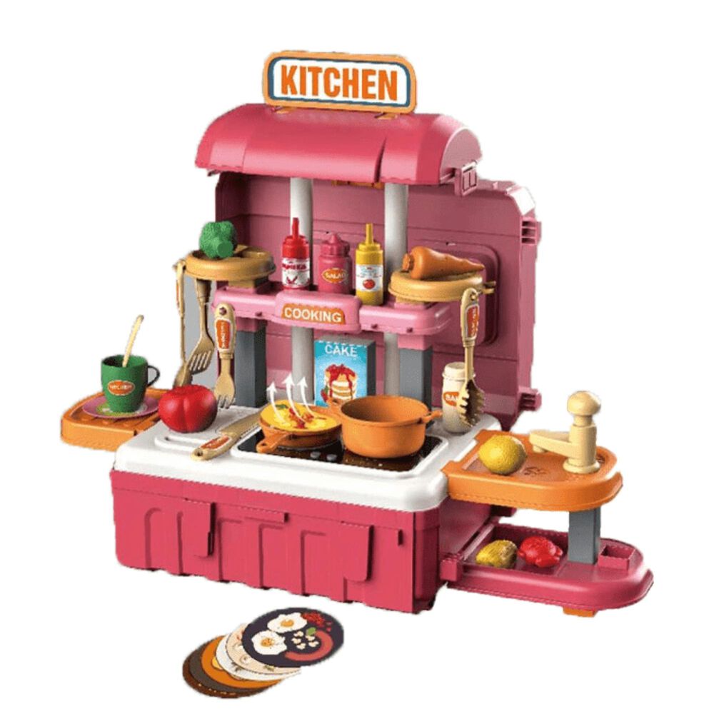 Juguete Set Maleta Cocina 49 Piezas 3 En 1 Rosado Infantil image number 2.0