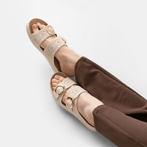 Sandalia Plana Casual Mujer Beige Weide Jn31