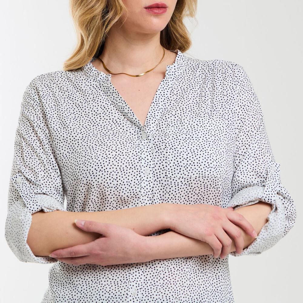 Blusa Full Print Manga Larga Roll Up Cuello V Mujer Geeps image number 4.0