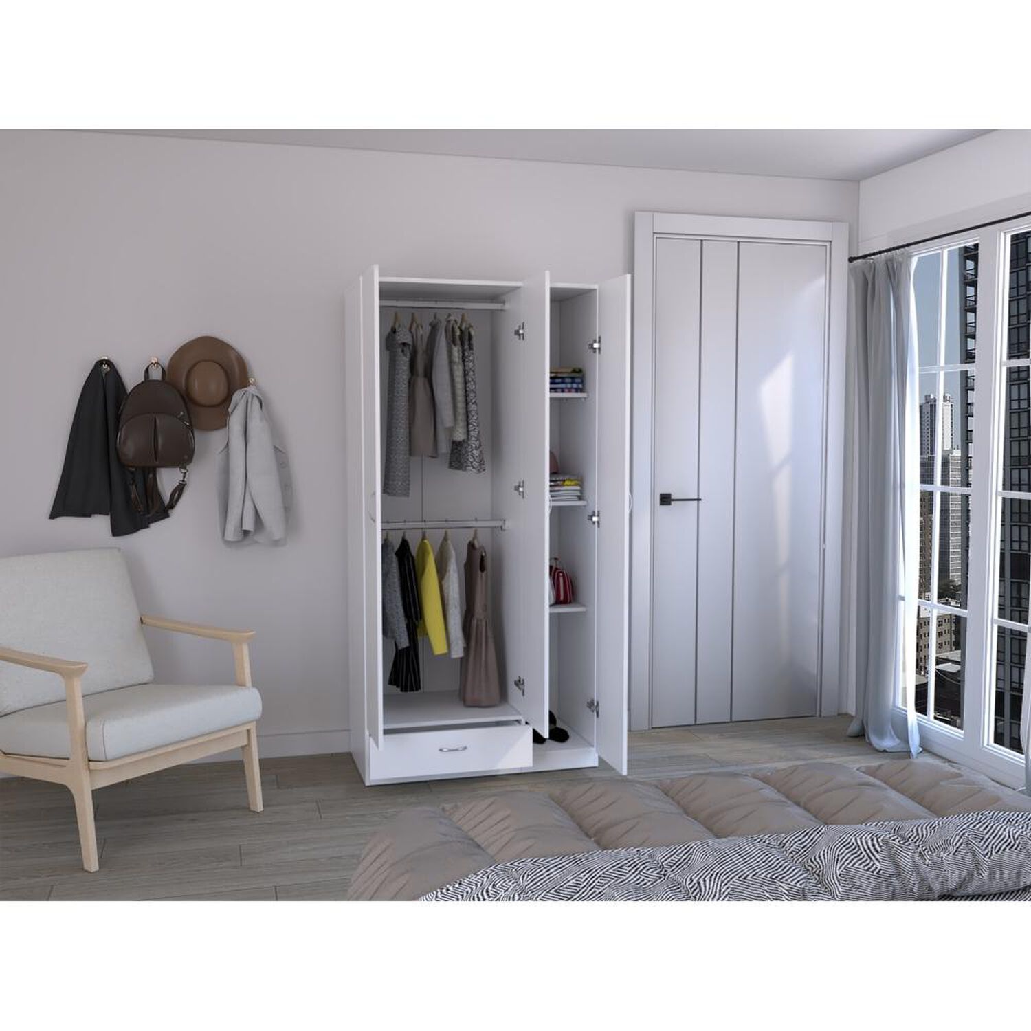 Cl&oacute;set Tuhome Z-90 / 3 Puertas / 1 Caj&oacute;n image number 3.0