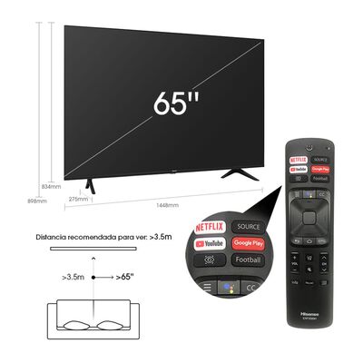 Led Hisense 65A6G / 65" / Ultra HD / 4K / Smart Tv