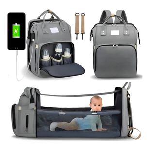 Pañalera Mochila 3 En 1 Gris