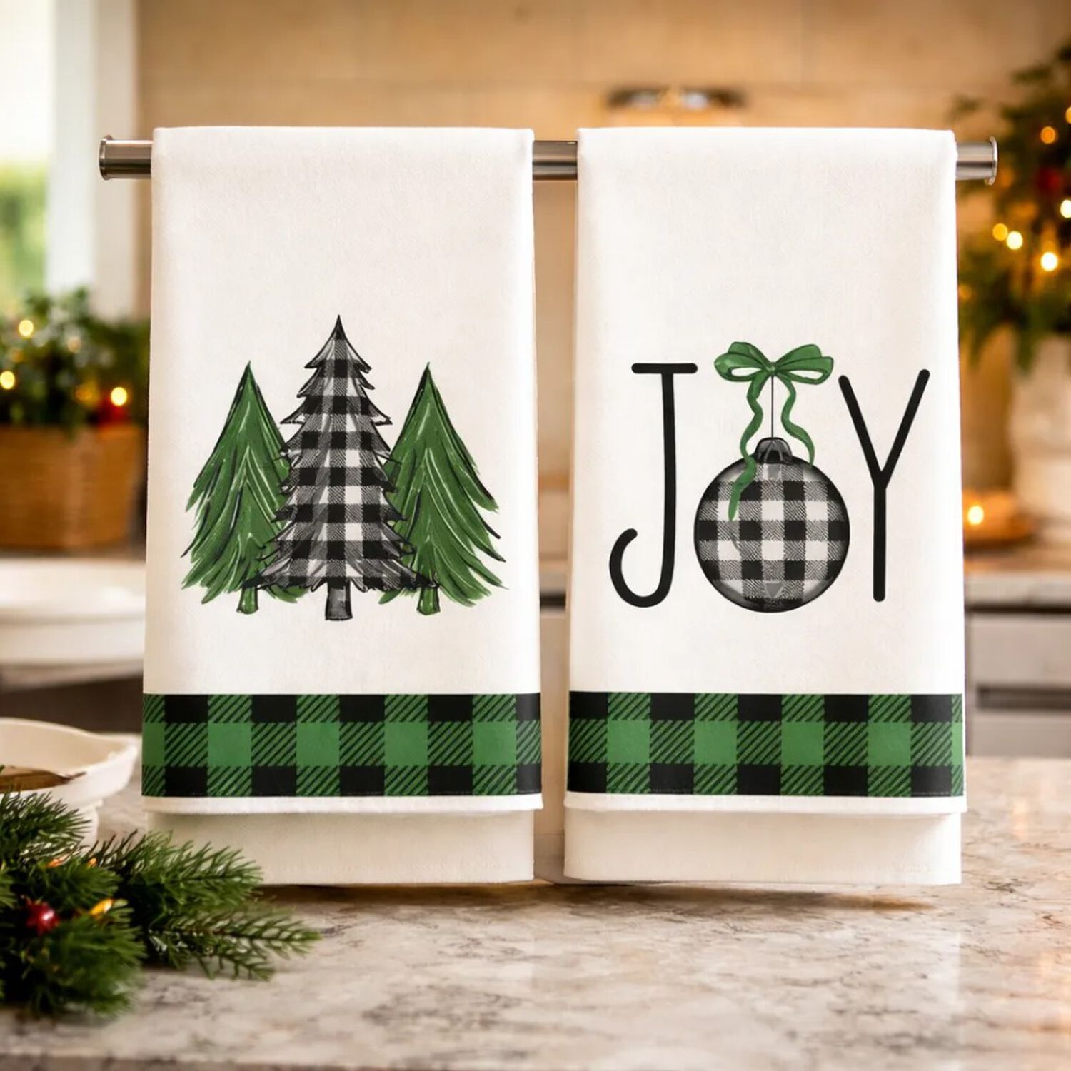 Set 2 Pa&ntilde;os De Cocina Navide&ntilde;os 45 70 Cm Christmas Joy V image number 0.0