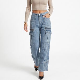 DJOE PANTALON JEANS DENIM CARGO WIDE LEG MUJER OPORTO