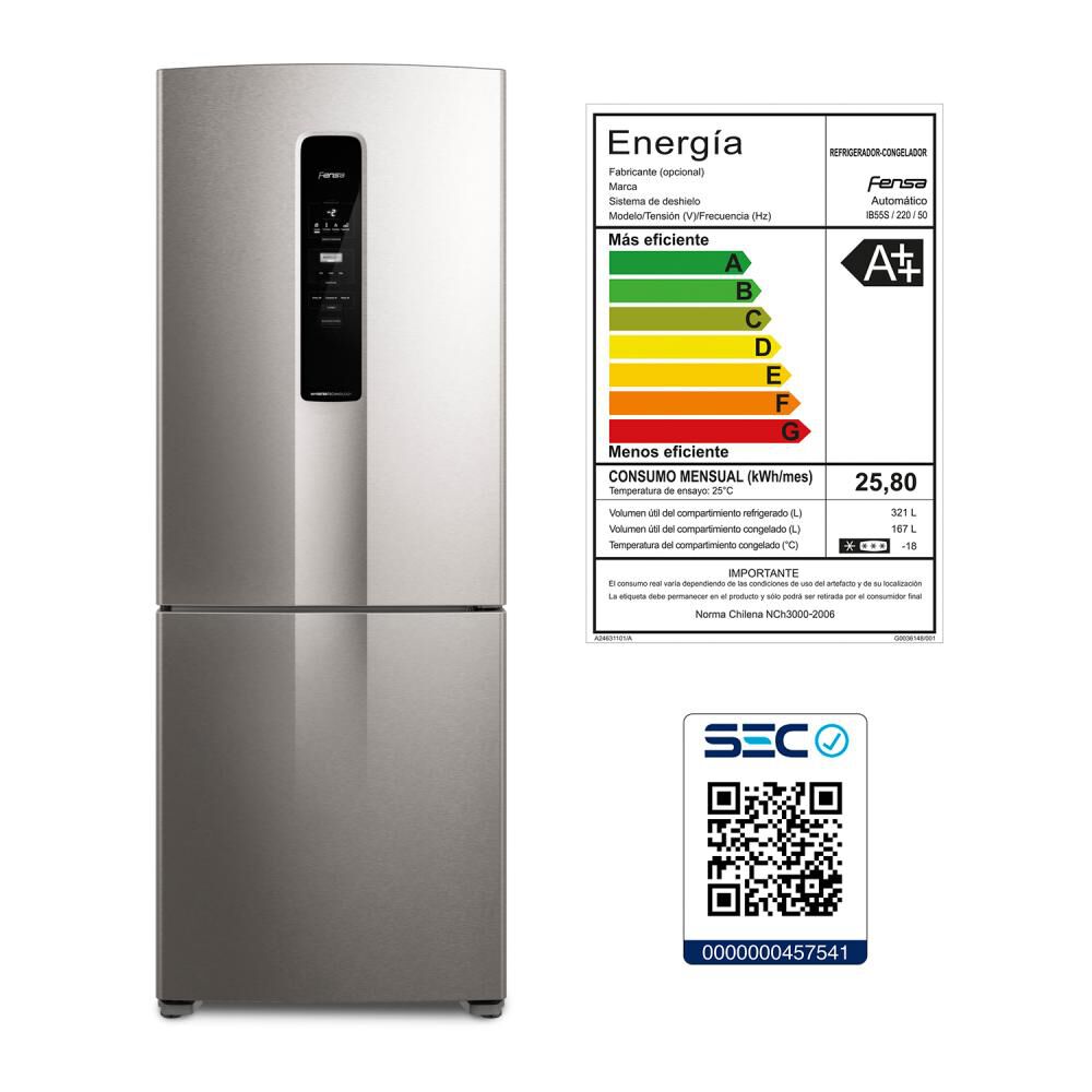 Refrigerador Bottom Freezer Fensa IB55S / No Frost / 488 Litros / A++ image number 8.0