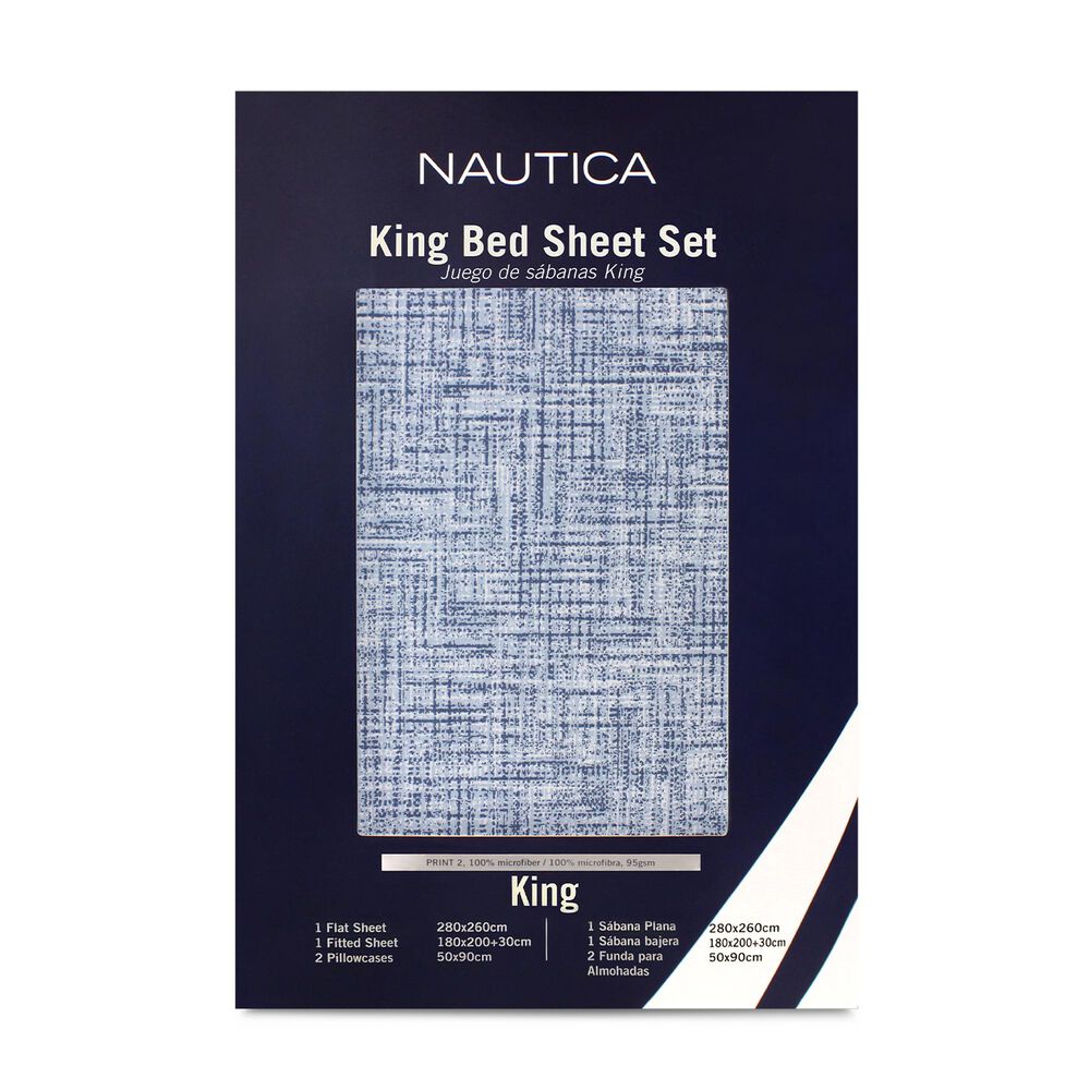 Juego De S&aacute;banas Nautica 4 Piezas Microfibra King Tonos Azules image number 3.0