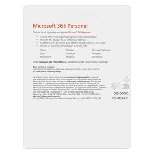 Microsoft Office 365 Personal / 1 usuario / código digital