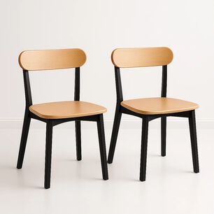 Pack De 2 Sillas Fresno De Madera - Negra