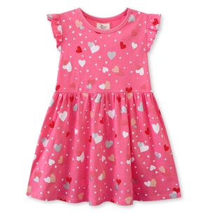 Vestido Manga Corta Niña Estampado Dulce Corazones 2 A 7 Años