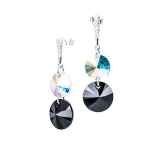 Aros Lourdes Cristales Genuinos Black Jet
