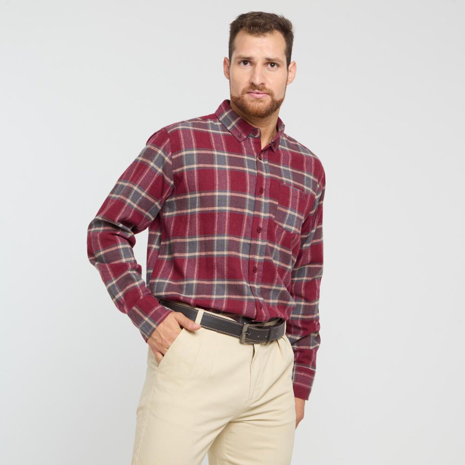 Camisa Bloque Color Slim Manga Larga Hombre Herald image number 2.0