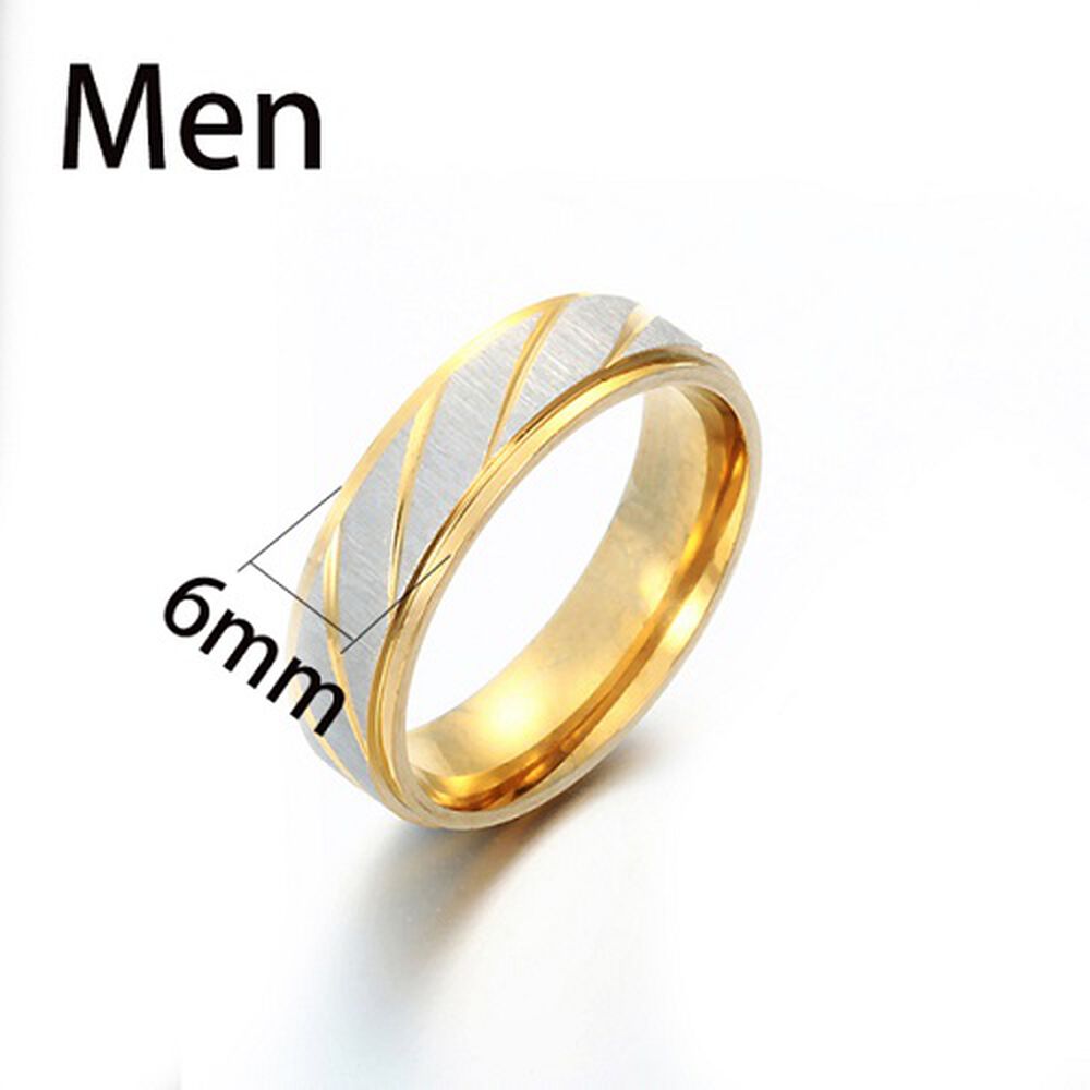 Anillos Compromiso Titanio Dorado Mate Con Zirconios Pulverizado Para Compromiso Dama Mujer Y Hombre/talla 10 image number 3.0