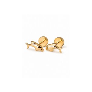 Aros Abridores Delf&iacute;n 4x9mm Oro 14k Ni&ntilde;a Hipoalerg&eacute;nico Dorado