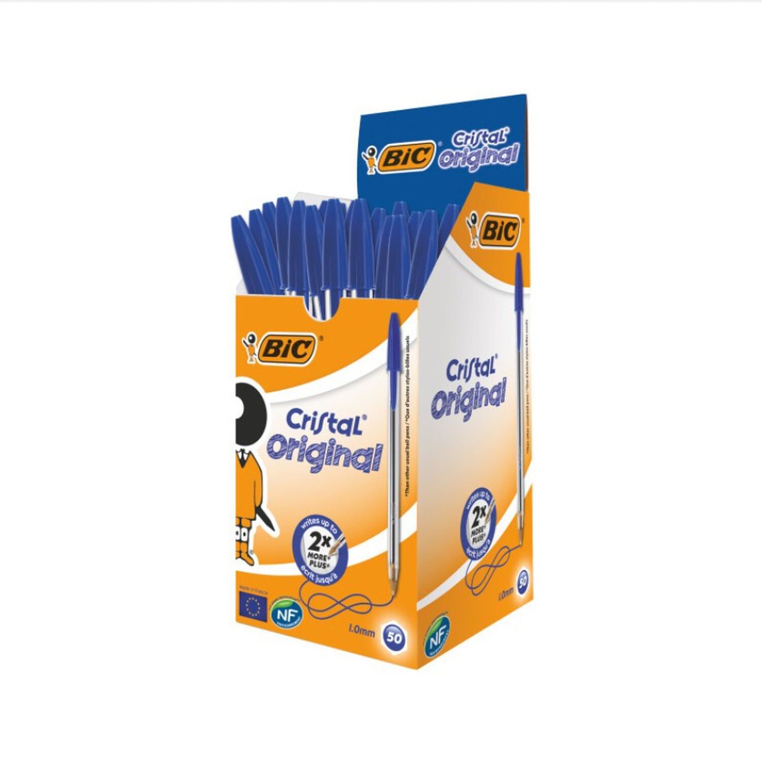 Pack 50 Bic Cristal 1.0mm Punta Media Azul image number 1.0
