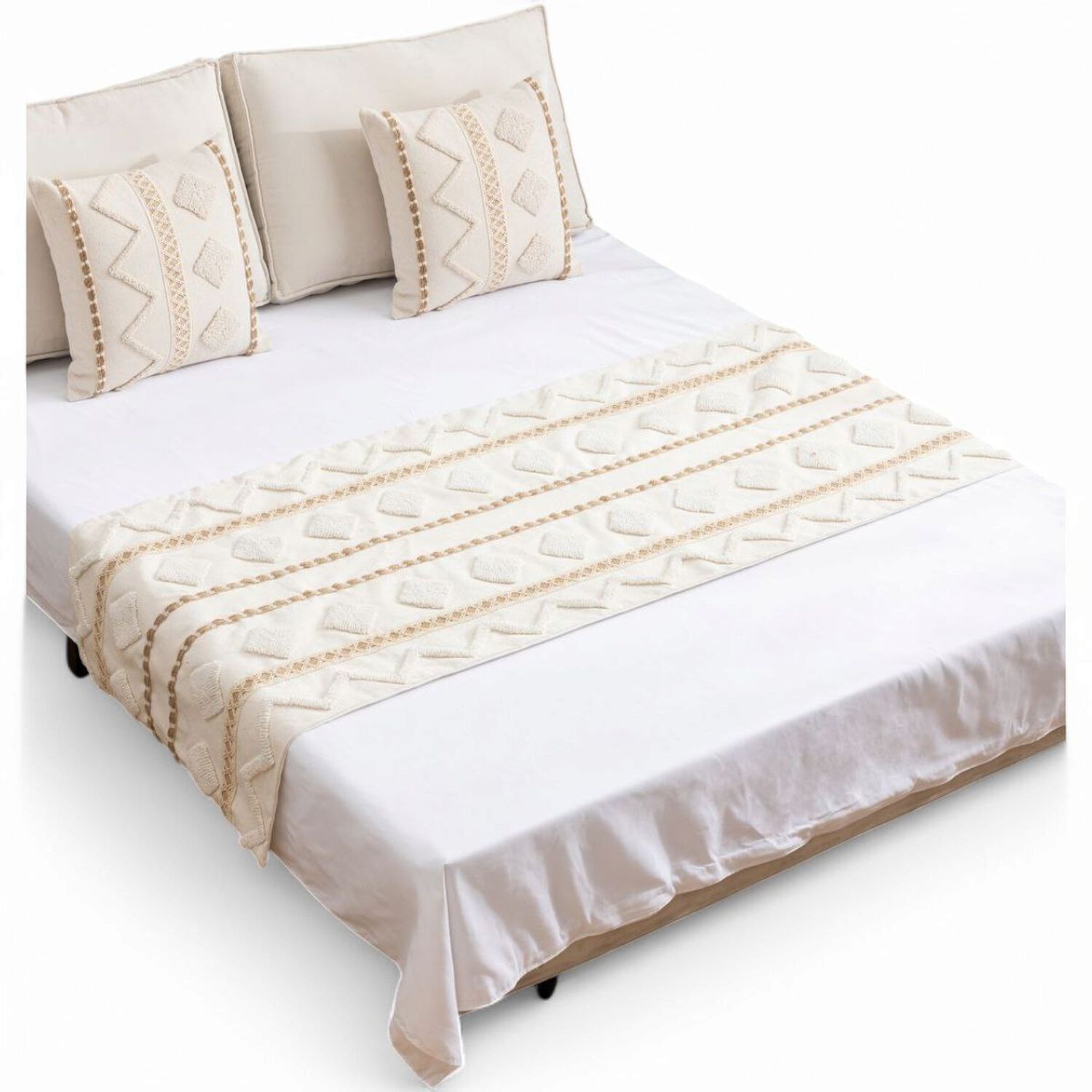 Piecera Boho 2 Plazas O King Pie De Cama Medida 210cm X 70cm + 2 Fundas 45cm X 45cm - Pb2-4 image number 0.0
