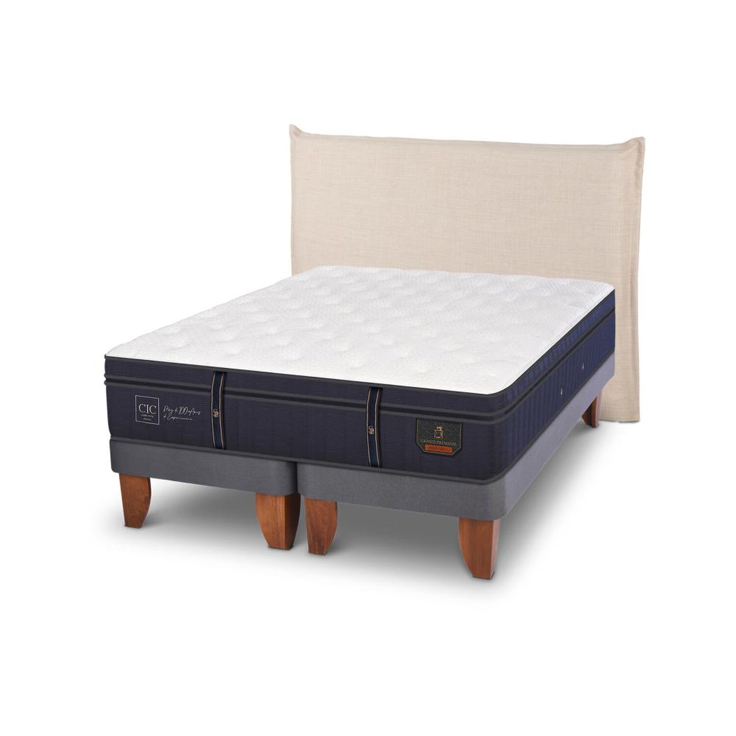 Cama Europea Cic Grand Premium / 2 Plazas / Base Dividida + Respaldo image number 4.0