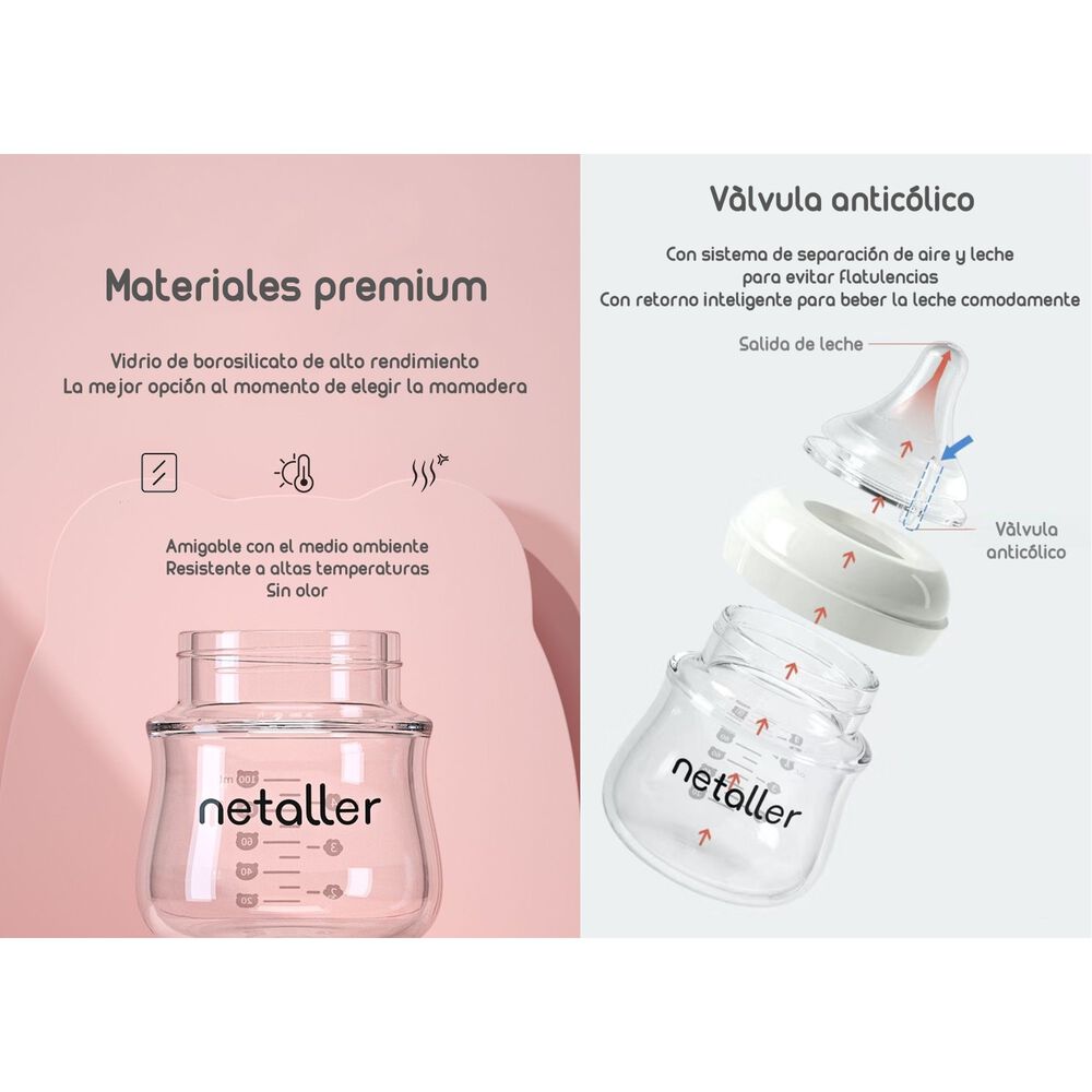 Set 2 Mamaderas Con Protectores 3 Chupetes Caja Lubabycas image number 6.0