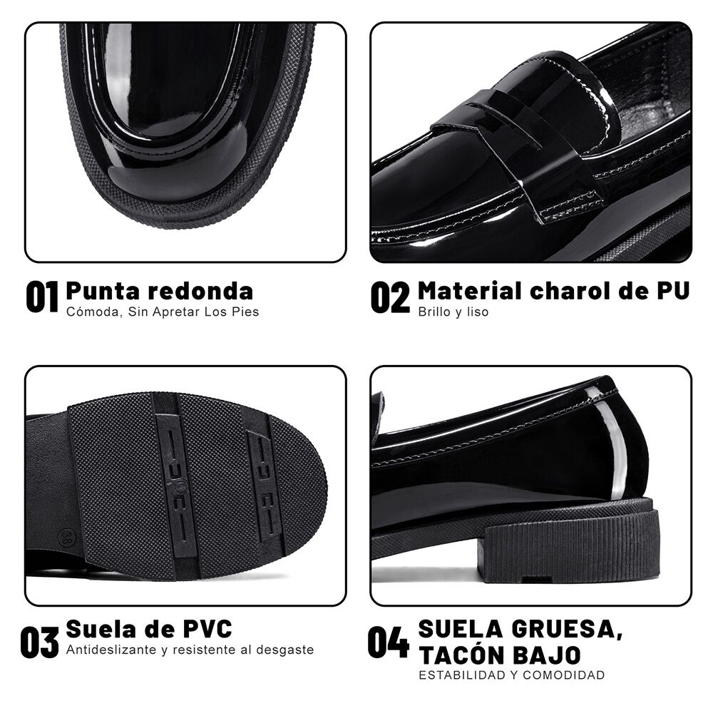 Mocasin Charol Vintage Mujer Weide Qiu370 image number 8.0