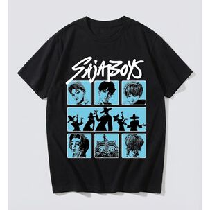 Polera Manga Corta Ni&ntilde;o Saja Boys Negro Kpop Demon Hunters