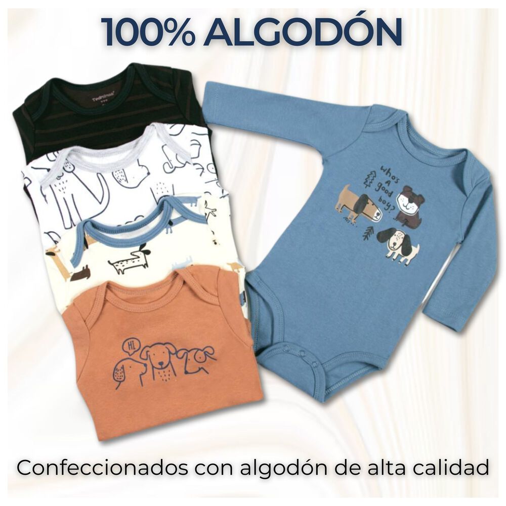 Pack 5 Bodys Ni&ntilde;o Manga Larga Tedmimak 100% Algod&oacute;n Cute Dogs image number 1.0