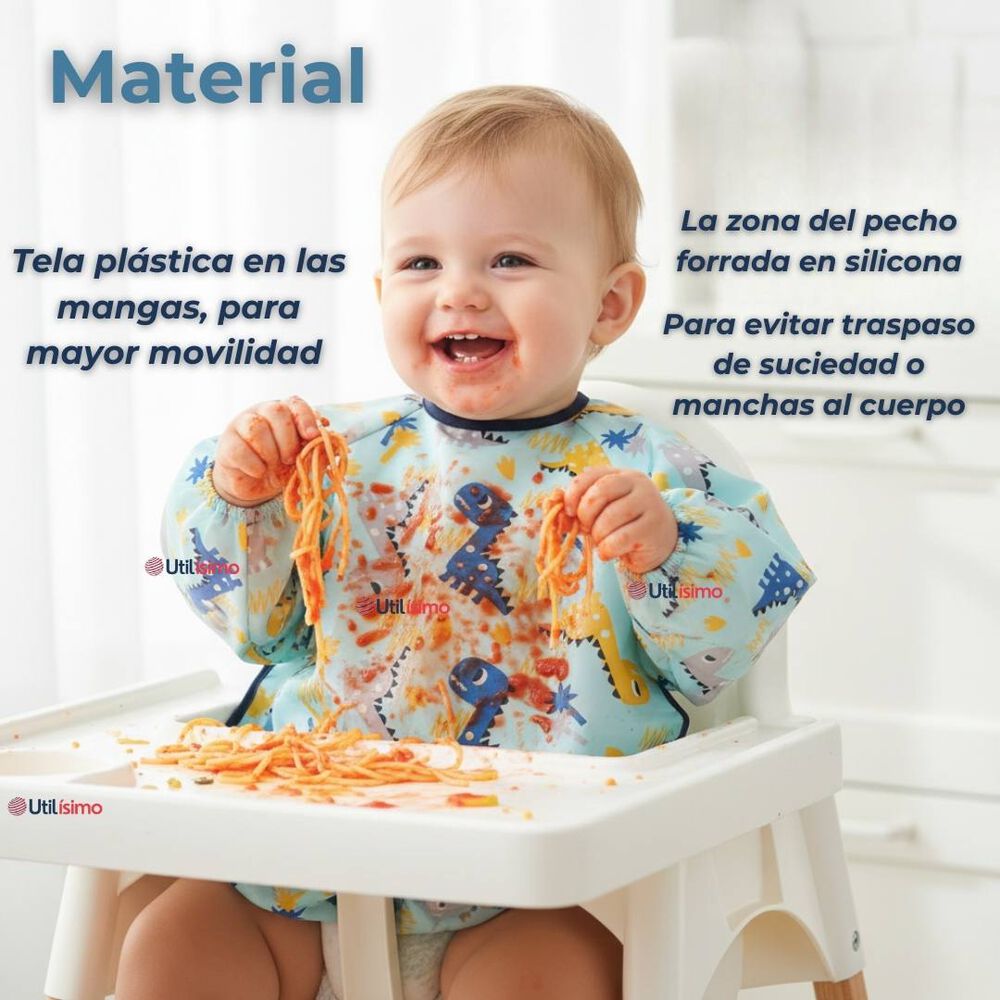 Pack 6 Babero Delantal Impermeable Manga Larga Bebe Y Ni&ntilde;o image number 3.0