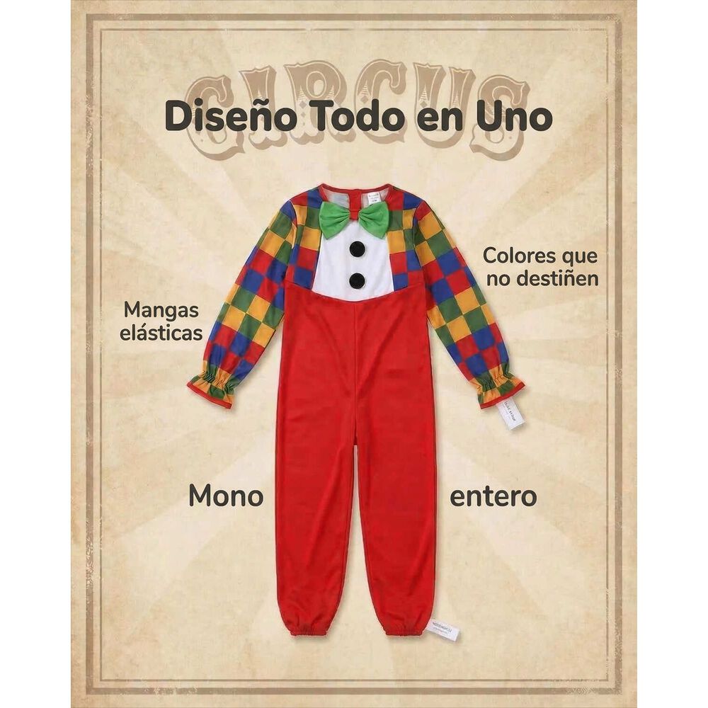 Disfraz Cosplay Payaso Buf&oacute;n Ni&ntilde;o image number 12.0
