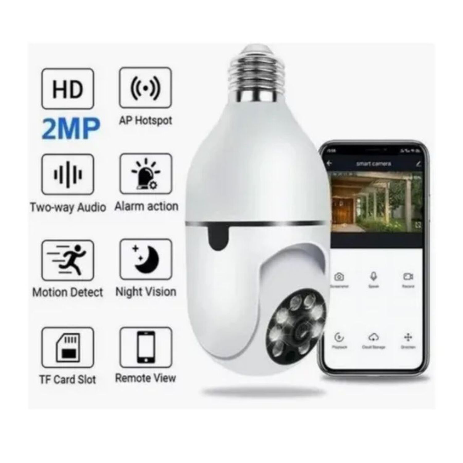 C&aacute;mara Seguridad Foco Wifi Y Rotaci&oacute;n 360 Hd Night Vision image number 1.0