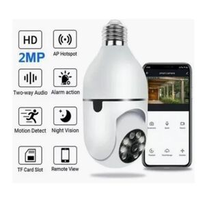 C&aacute;mara Seguridad Foco Wifi Y Rotaci&oacute;n 360 Hd Night Vision