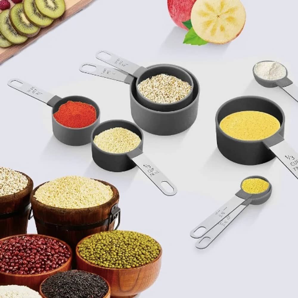 4 Cucharas + 4 Tazas Medidora Mango Acero Inoxidable image number 5.0