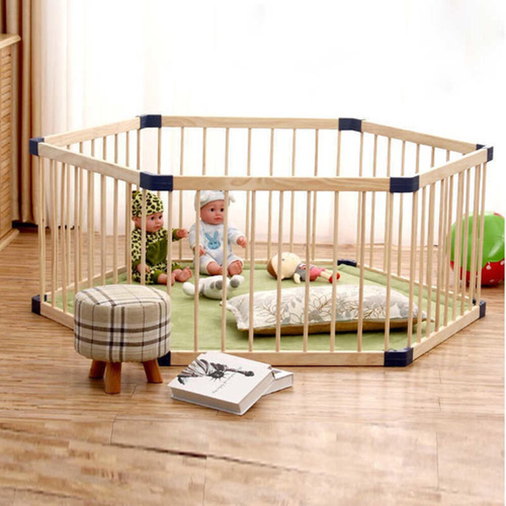 Corral Portátil De Madera Hexagonal Para Niños image number 2.0