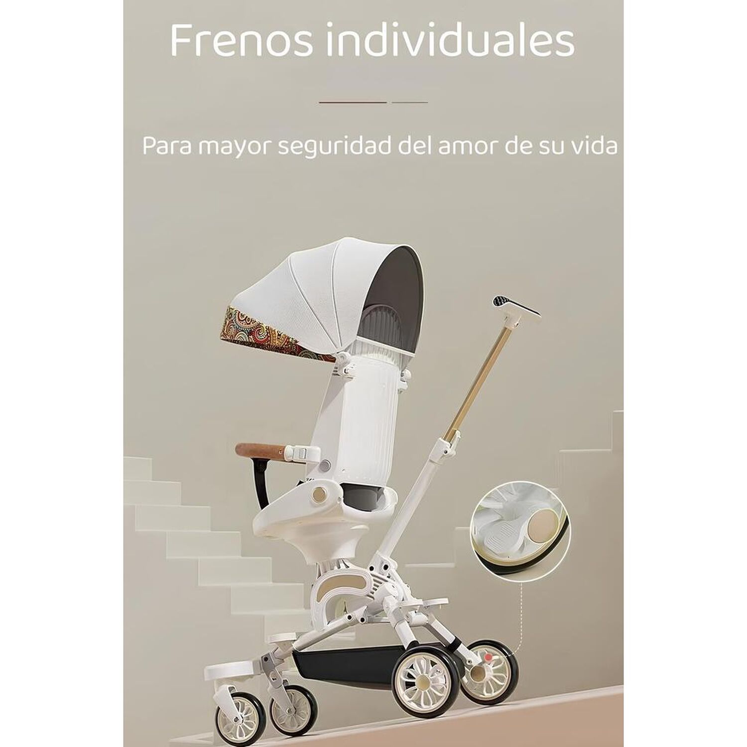 Coche De Paseo 360&deg; 3 En 1 Reclinable Lubabycas Blanco image number 2.0