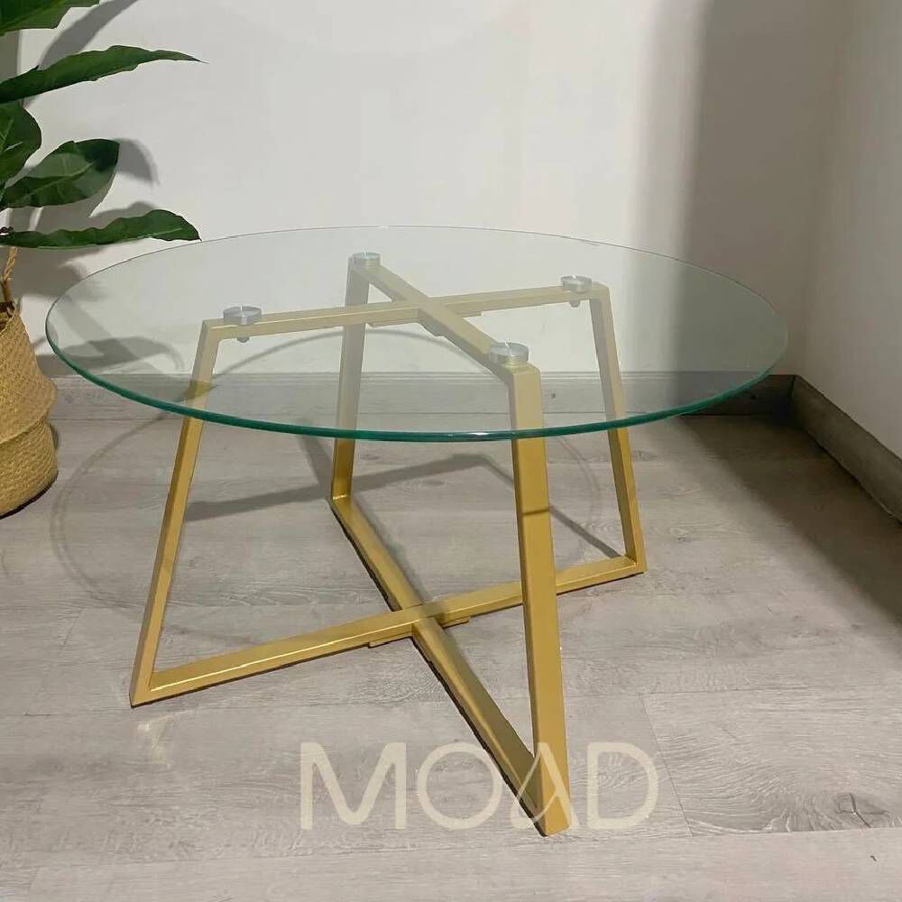 Mesa De Centro Para Living De Vidrio Y Metal 80cm image number 1.0