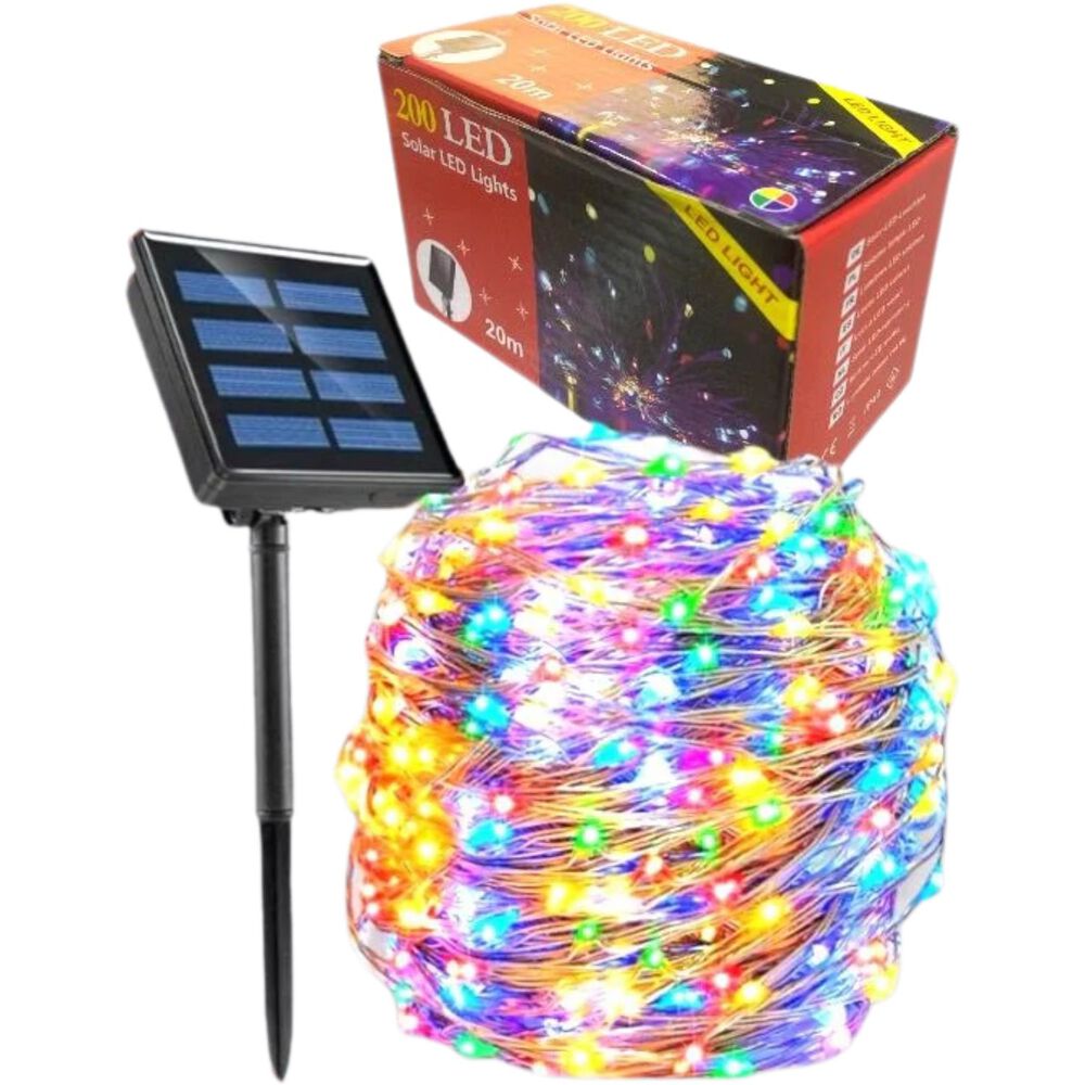 Luz Hada Carga Solar 200 Led Luz Multicolor 20 Metros Navideño image number 1.0