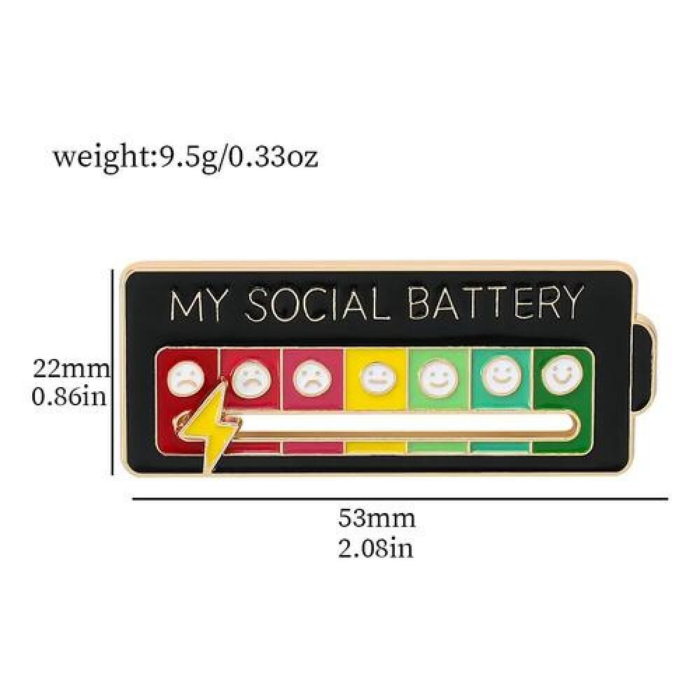 Broche Pin Divertido My Social Battery Bateria Social image number 5.0