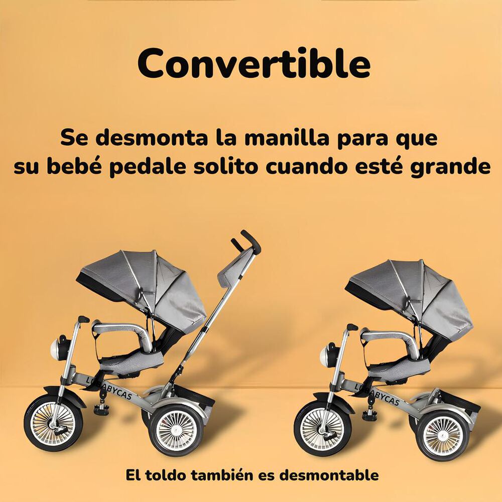 Triciclo Multifuncional 360° Con Luces Lubabycas Negro image number 6.0