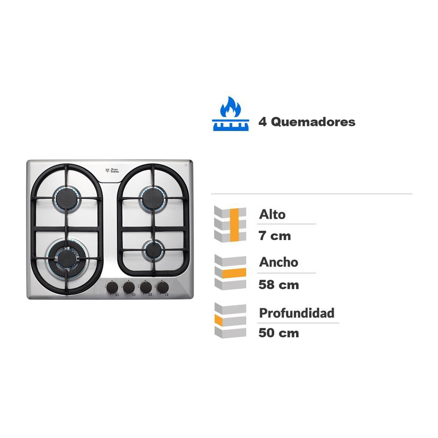 Encimera A Gas Ursus Trotter Ut GT4 FF / 4 Quemadores image number 1.0
